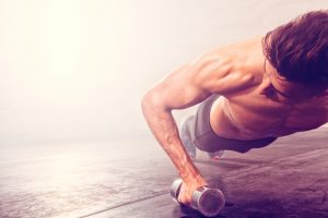 fit guy dumbbell push up