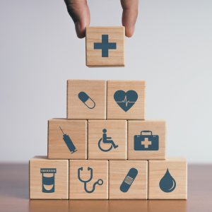blocks with medical symbols