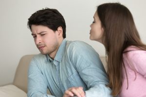 man refuses kiss from woman