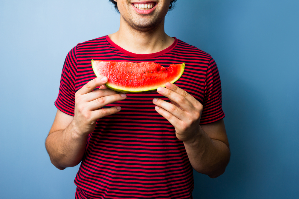 happy with his watermelon