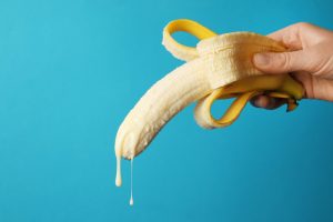milk dripping from banana