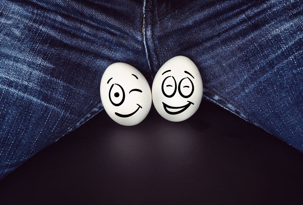 happy face eggs as testicles