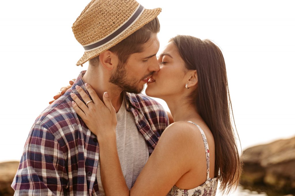 young couple kissing