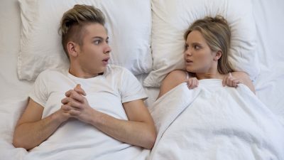 couple worried in bed