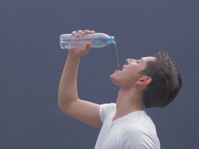 drinking water from bottle