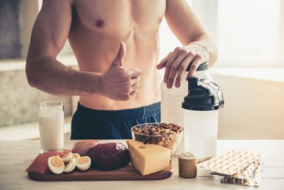 fit man with healthy food